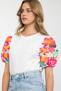 Floral Embroidered Puff Sleeve THML