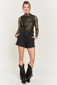 Regina Metallic Mesh Top