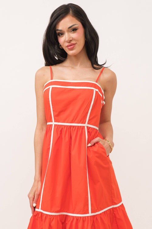 Square neckline sleeveless tiered dress