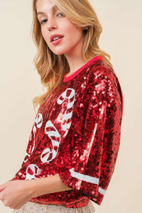 Candy cane sequin Crop Top