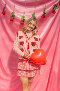 Sequin Hearts Sweater Vest - Pink