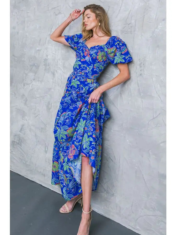 Floral Maxi Skirt - Blue