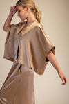 V-Neck Oversize Top - Taupe