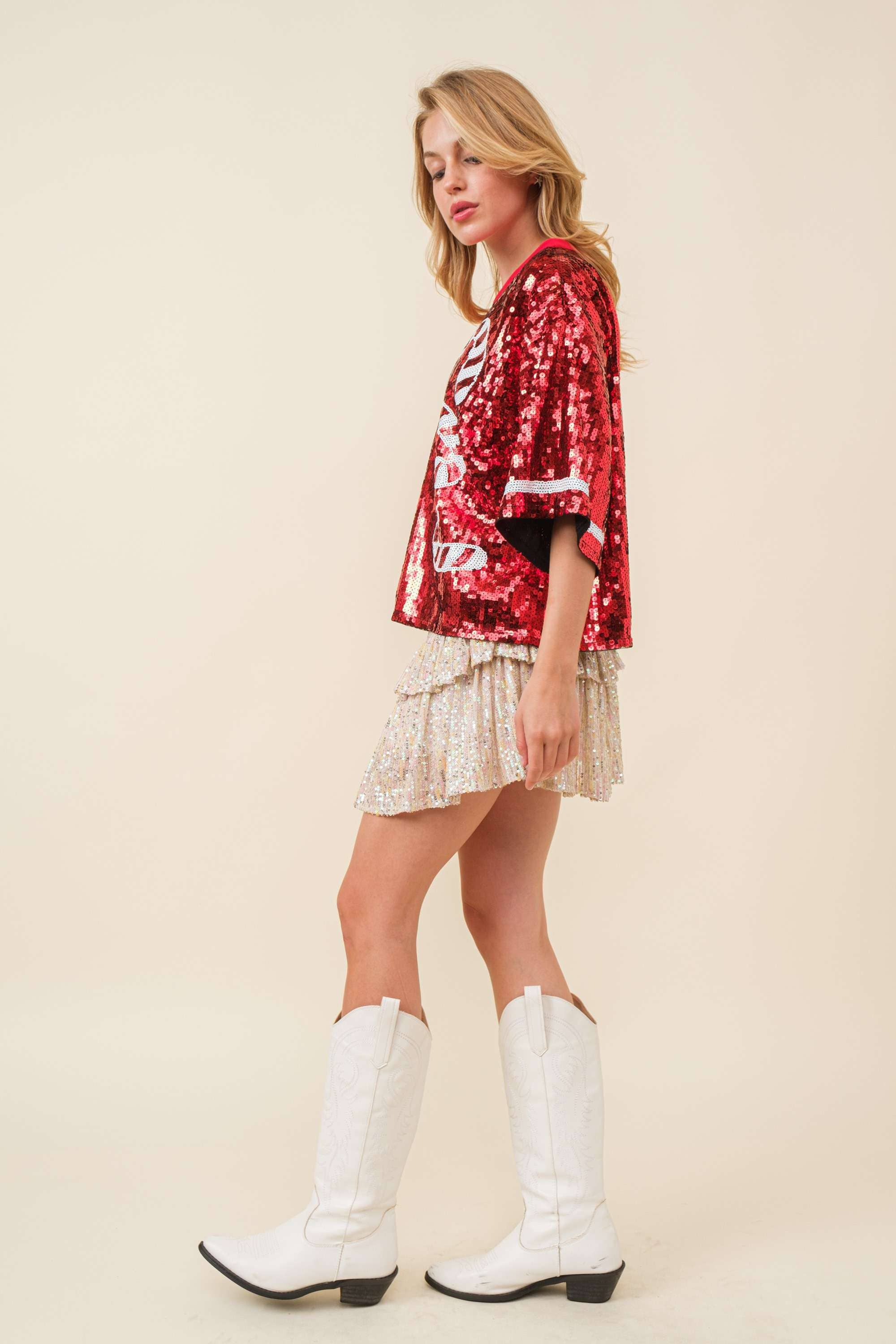 Candy cane sequin Crop Top