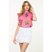Flutter Sleeve Floral Top - Pink