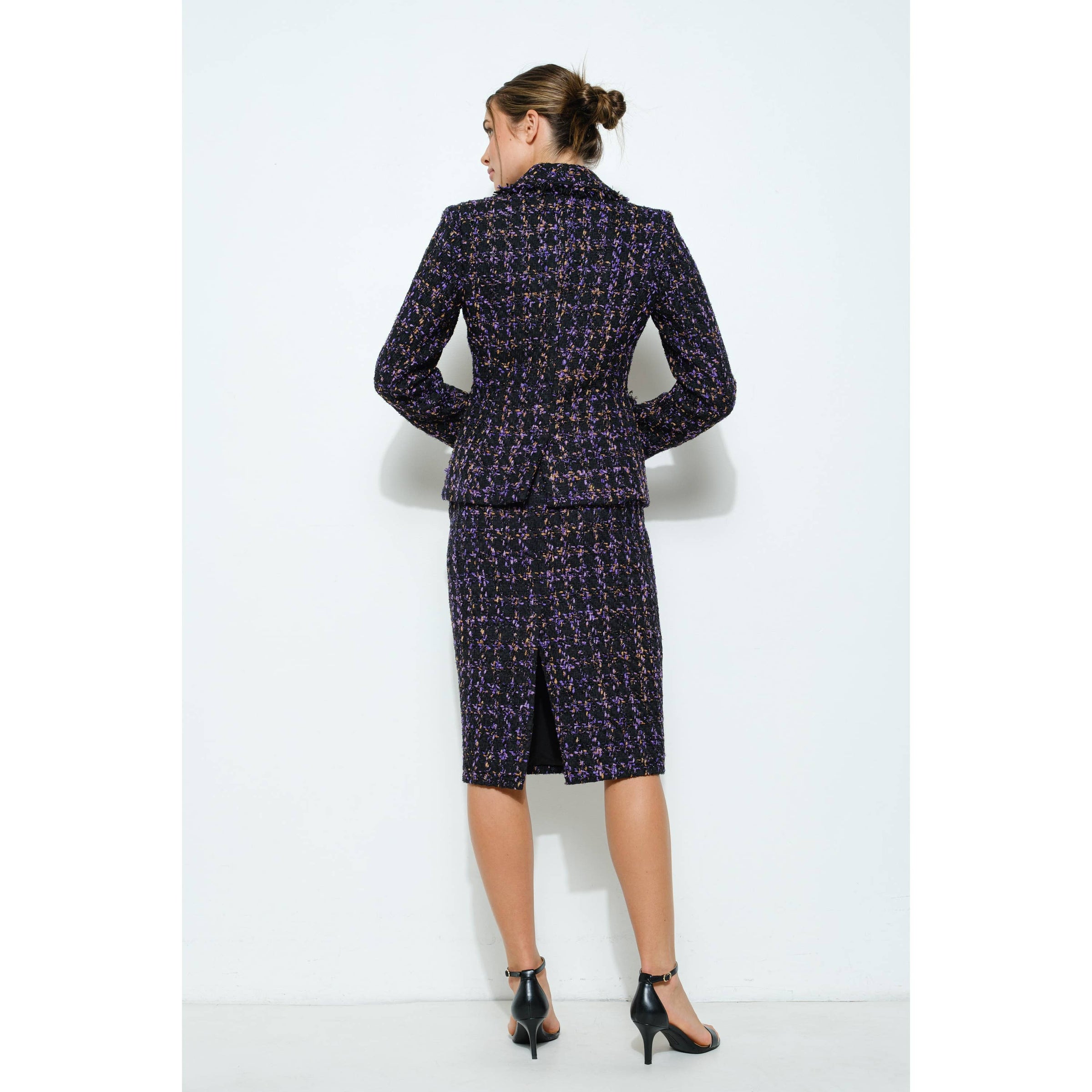 Natasha Tweed Blazer - Black/Purple