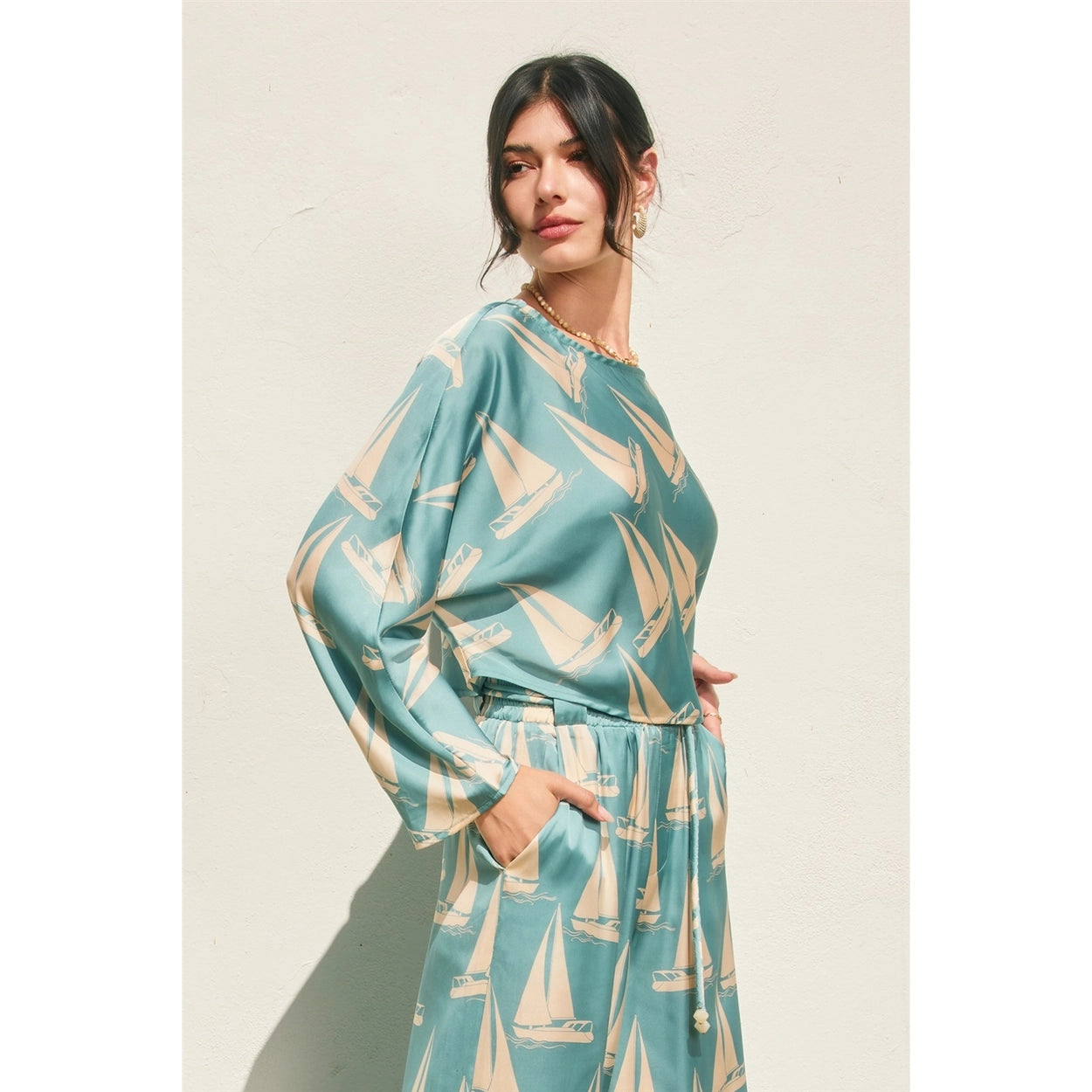 Coastal Reverie Wide Leg Pants - Blue
