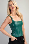 Bustier Leather Top - Hunter Green