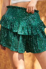 Ruffle Sequin Skort - Hunter Green