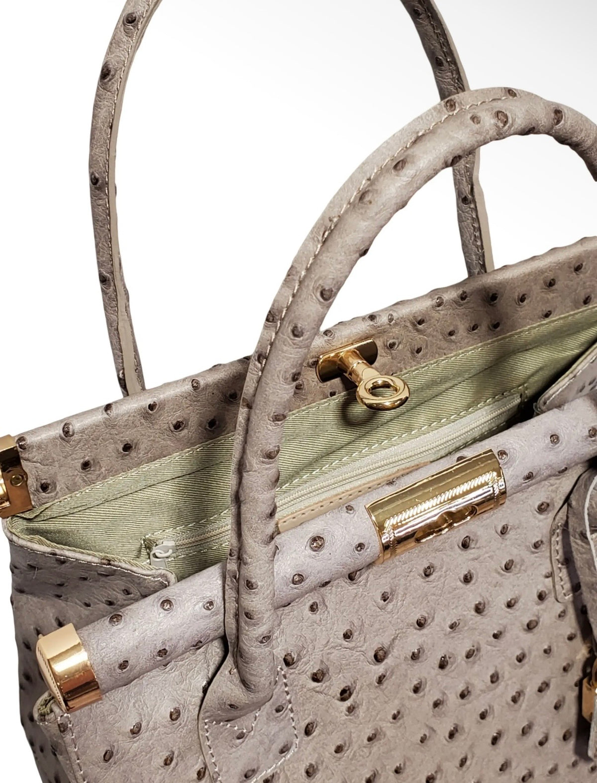 Milana Ostrich Handbag - Taupe