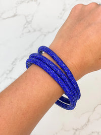 Rhinestone Paved Bangle Set - Blue