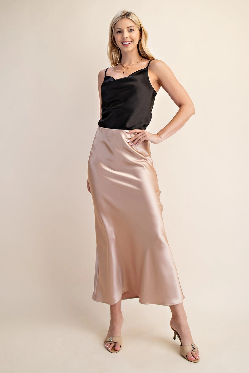 Silk Midi Skirt - Taupe