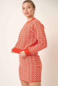 Snowflake Knit Sweater - Orange