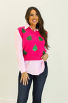 Sequin Tree Vest - Hot Pink