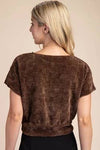 Velvet Knit Crop Top - Brown