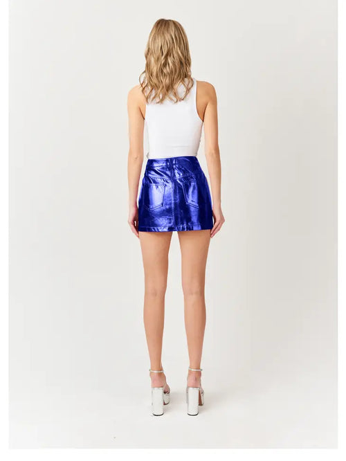 Milena Metallic Mini Skirt - Cobalt Blue