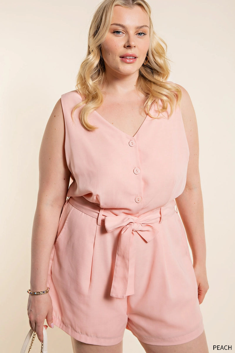 Peachy Belted Romper - Curve