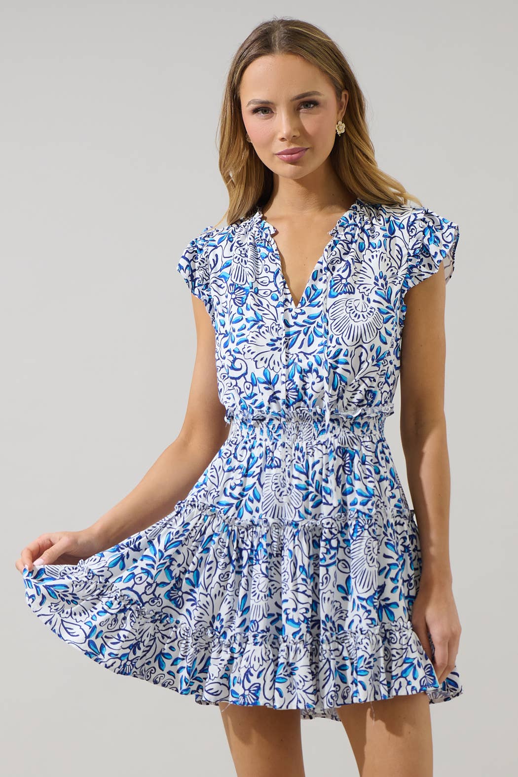 Toledo Floral Mini Dress - Blue