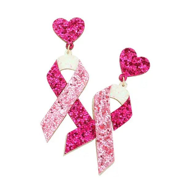 Breast Cancer Ribbon Earrings