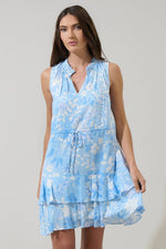 Floral Ruffle Mini Dress - Blue