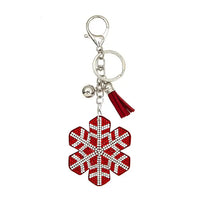 Snowflake Rhinestone Keychain - Red