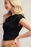 Round Neck Sleeveless Top - Black