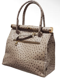 Milana Ostrich Handbag - Taupe