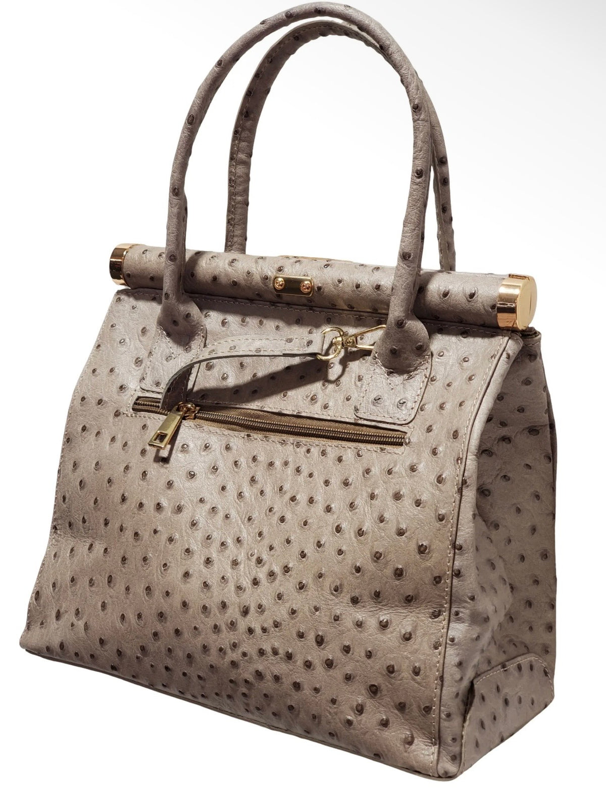 Milana Ostrich Handbag - Taupe