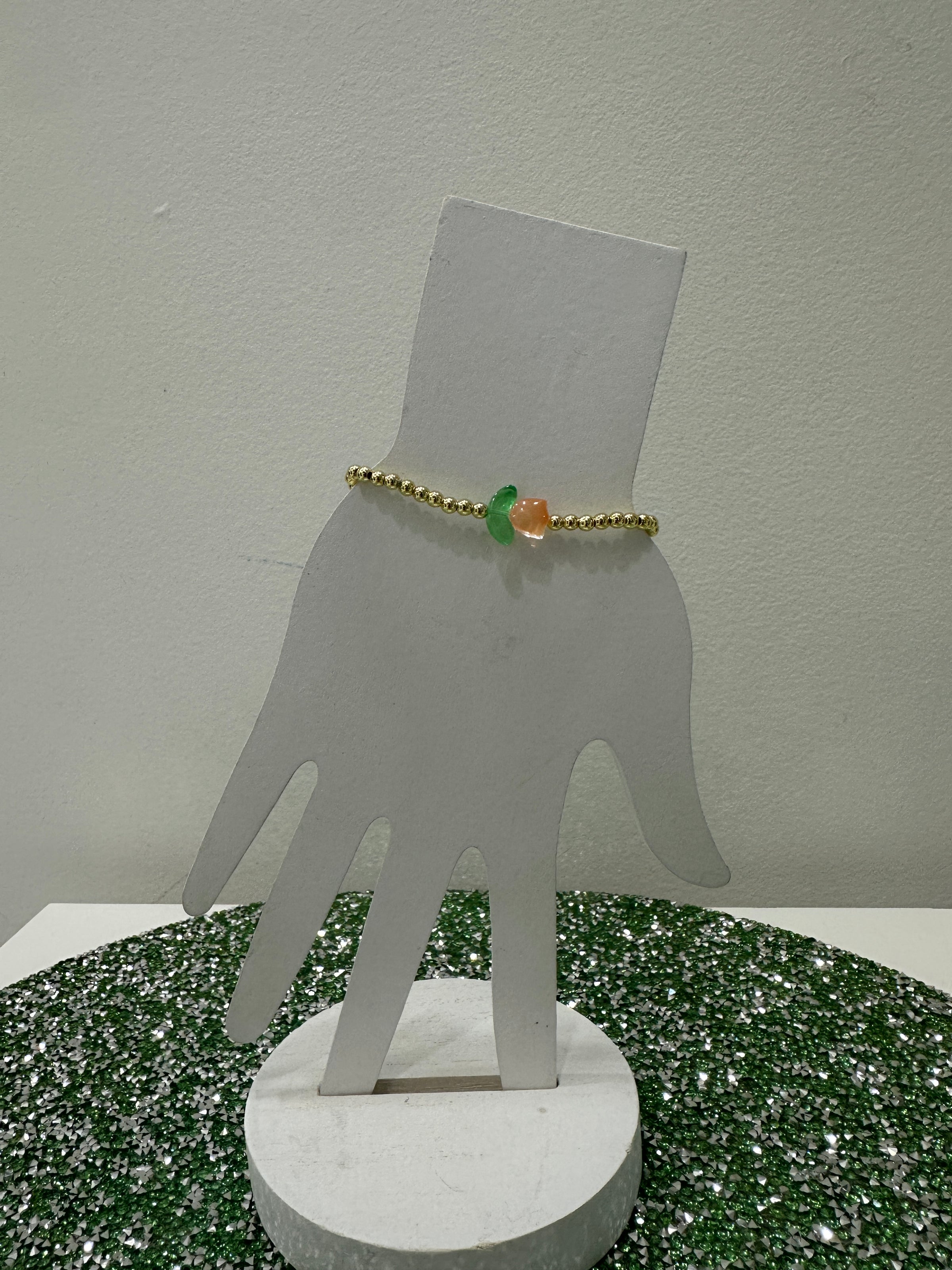 Tulip Beaded Bracelet - Orange Small