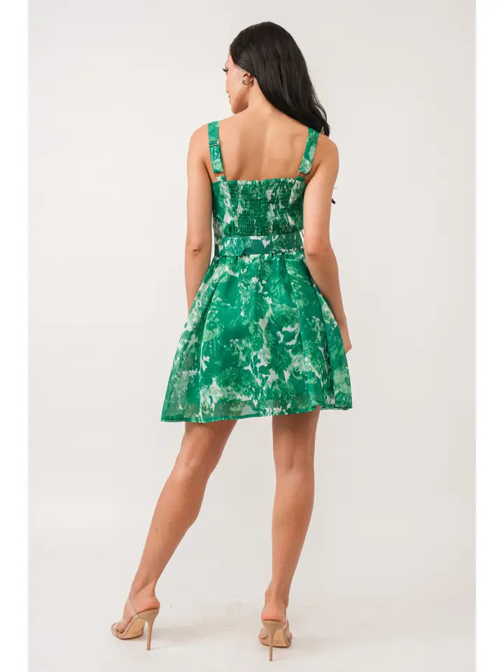 Evergreen Belted Mini Dress
