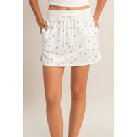 Floral Mini Skirt - White/Blue
