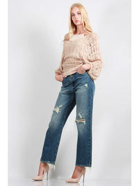 Distressed Dad Jeans - High Rise