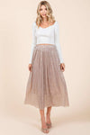 Metallic Midi Skirt - Blush