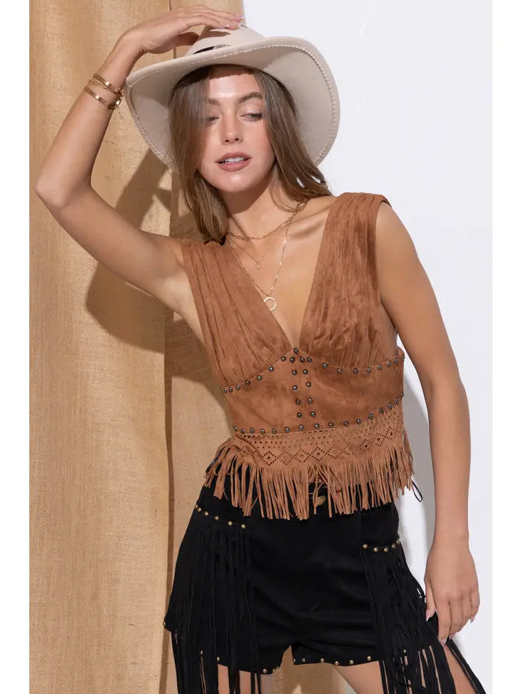 Emie Fringe Suede Top Rodeo