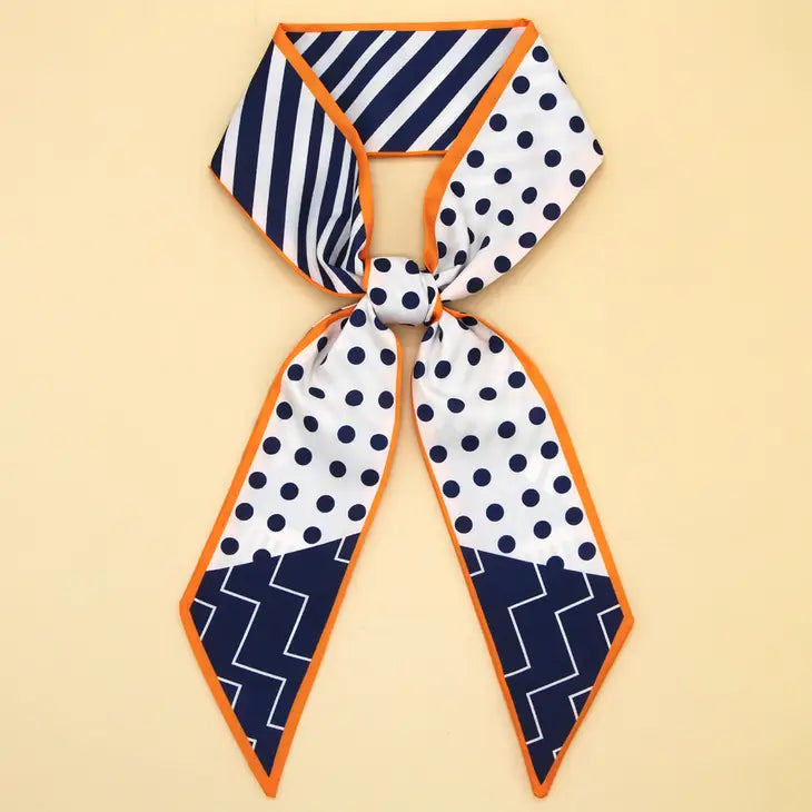 Polka Dot Twilly Skinny Scarf - Blue