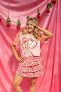 Heart Patches Sequin Sleeve Top