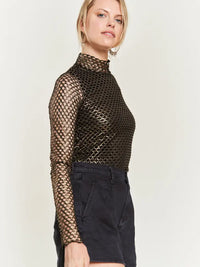 Regina Metallic Mesh Top