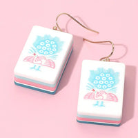 Mahjong Tile Earrings - Blue