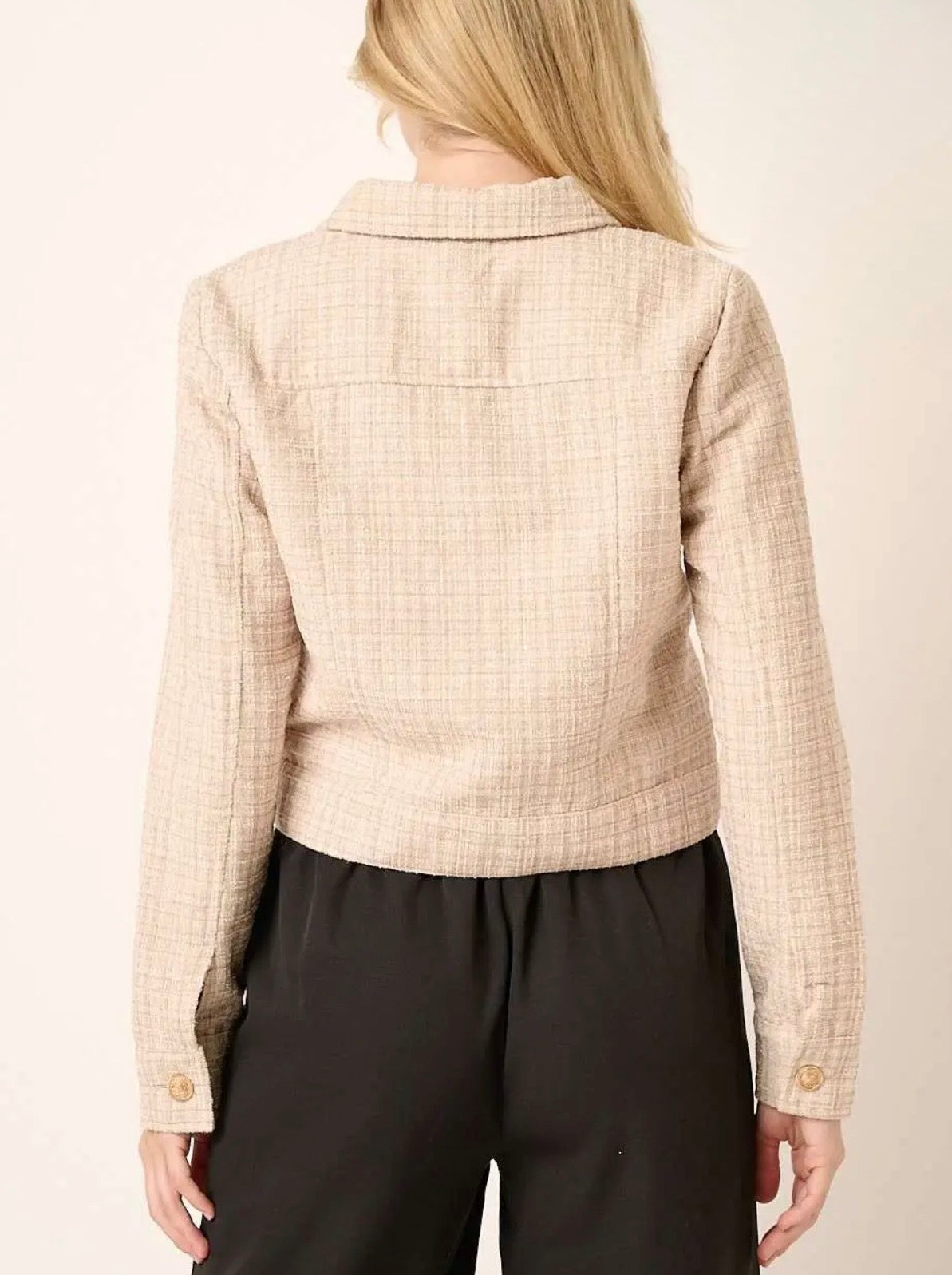 Blair Tweed Cropped Jacket - Sand
