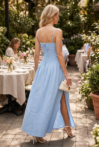 Cami Ruched Maxi Dress - Powder Blue