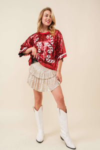 Candy cane sequin Crop Top