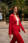 Natasha Velvet Fitted Blazer - Red