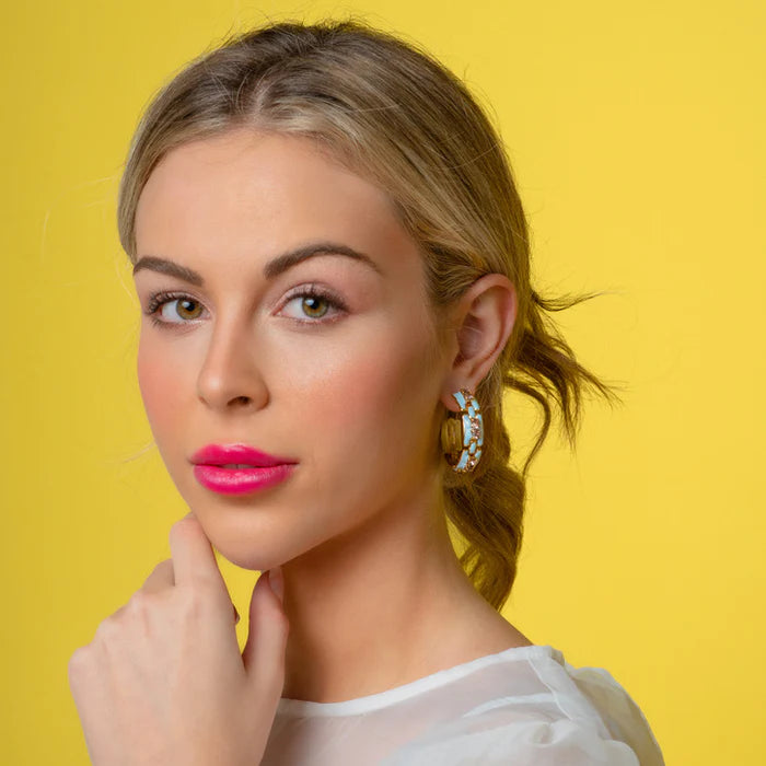 TOVA Hillary Hoops - Turquoise & Pink