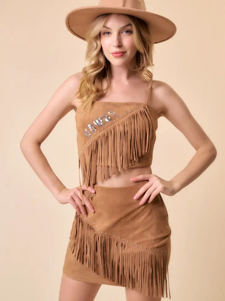Rodeo Ready Wesley Studded Fringe Skirt