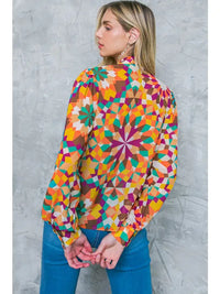 Printed Woven Long Sleeve Blouse