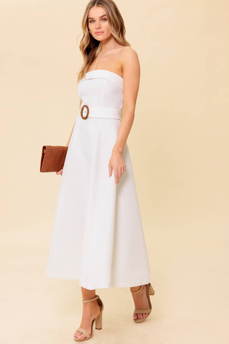 Woven Midi Dress - White