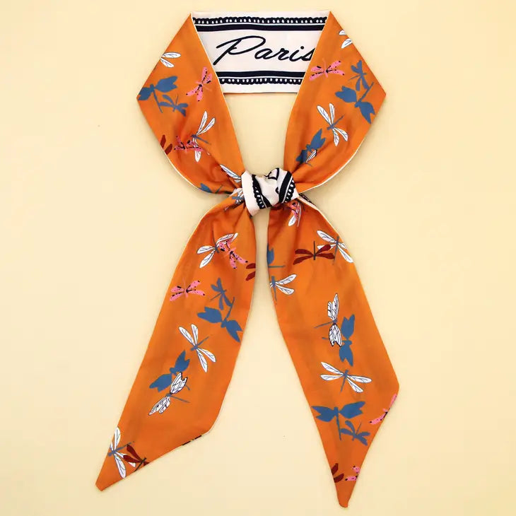 Dragon Fly Twilly Skinny Scarf - Orange