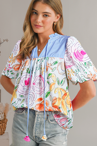 Floral Puff Sleeve Blouse