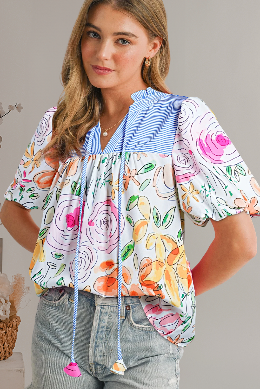 Floral Puff Sleeve Blouse