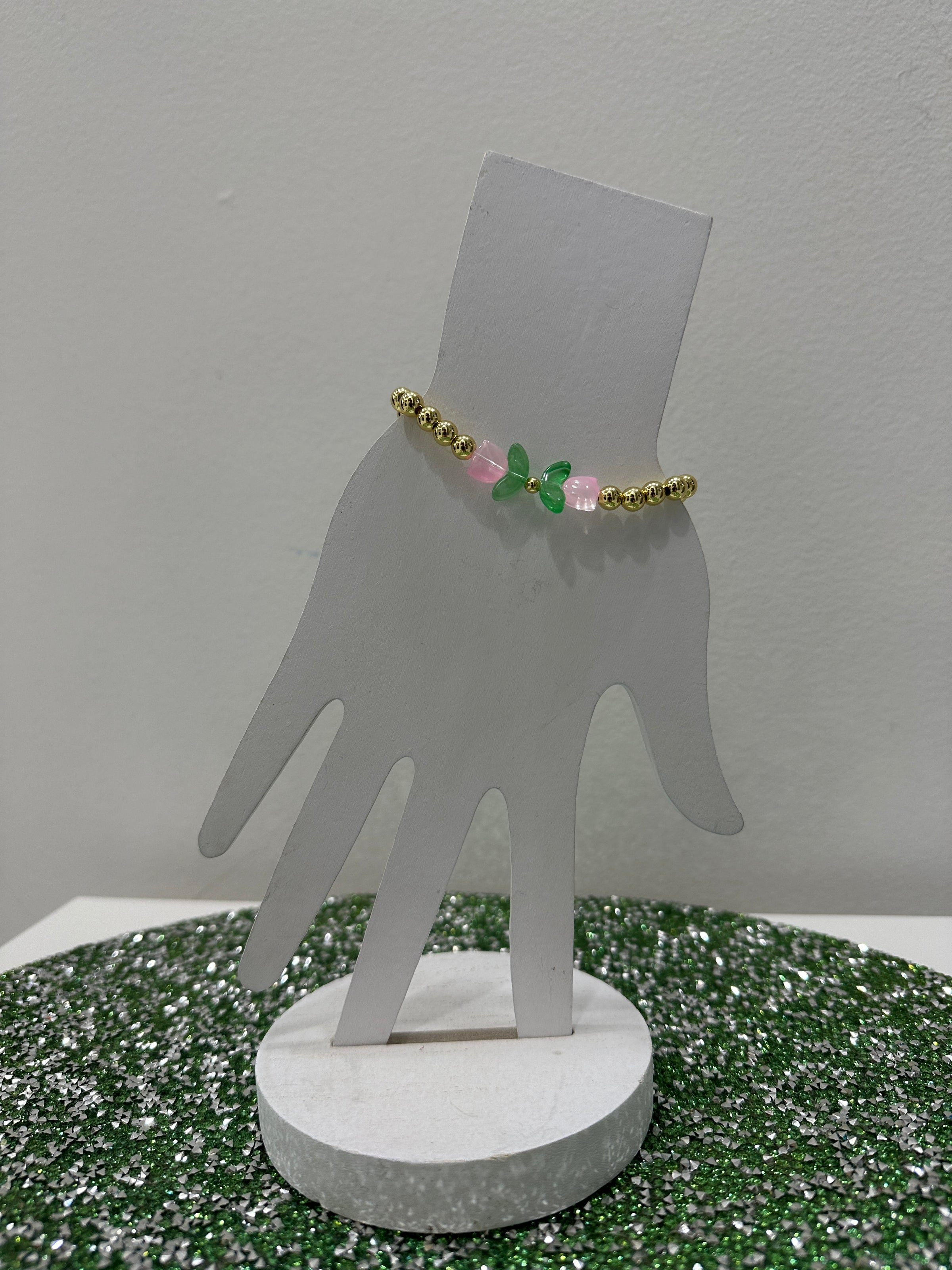 Tulip Beaded Bracelet - Pink